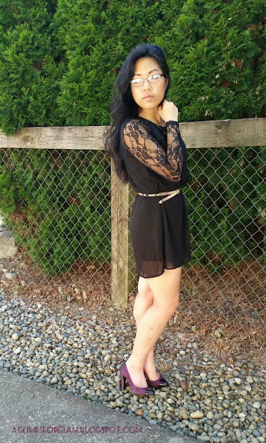 Little Black Dress with Lace Sleeves Banggood - Andrea Tiffany aglimpseofglam