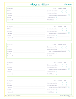 free printable, moving, change address, billing companies, finances