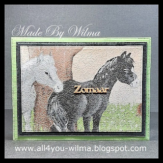 Paarden, Horses, Behangpapier, Wallpaper, Kinderkaart, Children's card, Binnenkant, Inside, Groen, Green, Zwart, Black, Crealies, All4You, ALL4YOU,