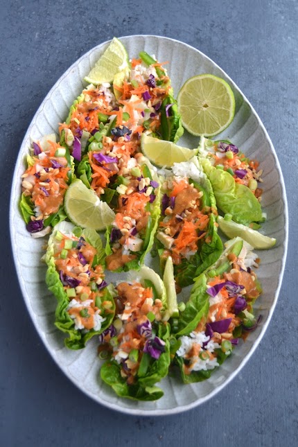 Peanut Chicken Lettuce Wraps