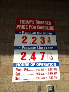 Gas prices for Jan. 25, 2015 at Costco gas station in South San Francisco, CA