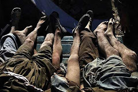 The bodies of five Taliban fighters killed