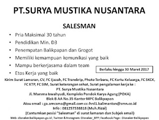 Lowongan PT.SURYA MUSTIKA NUSANTARA - Job Seeker