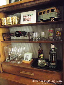 Turning a bookcase or china cabinet into a bar. DIY bar. - Restoring the Picket Fence