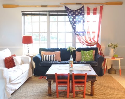 Patriotic Decorating  Ideas  in Red  White  and Blue  