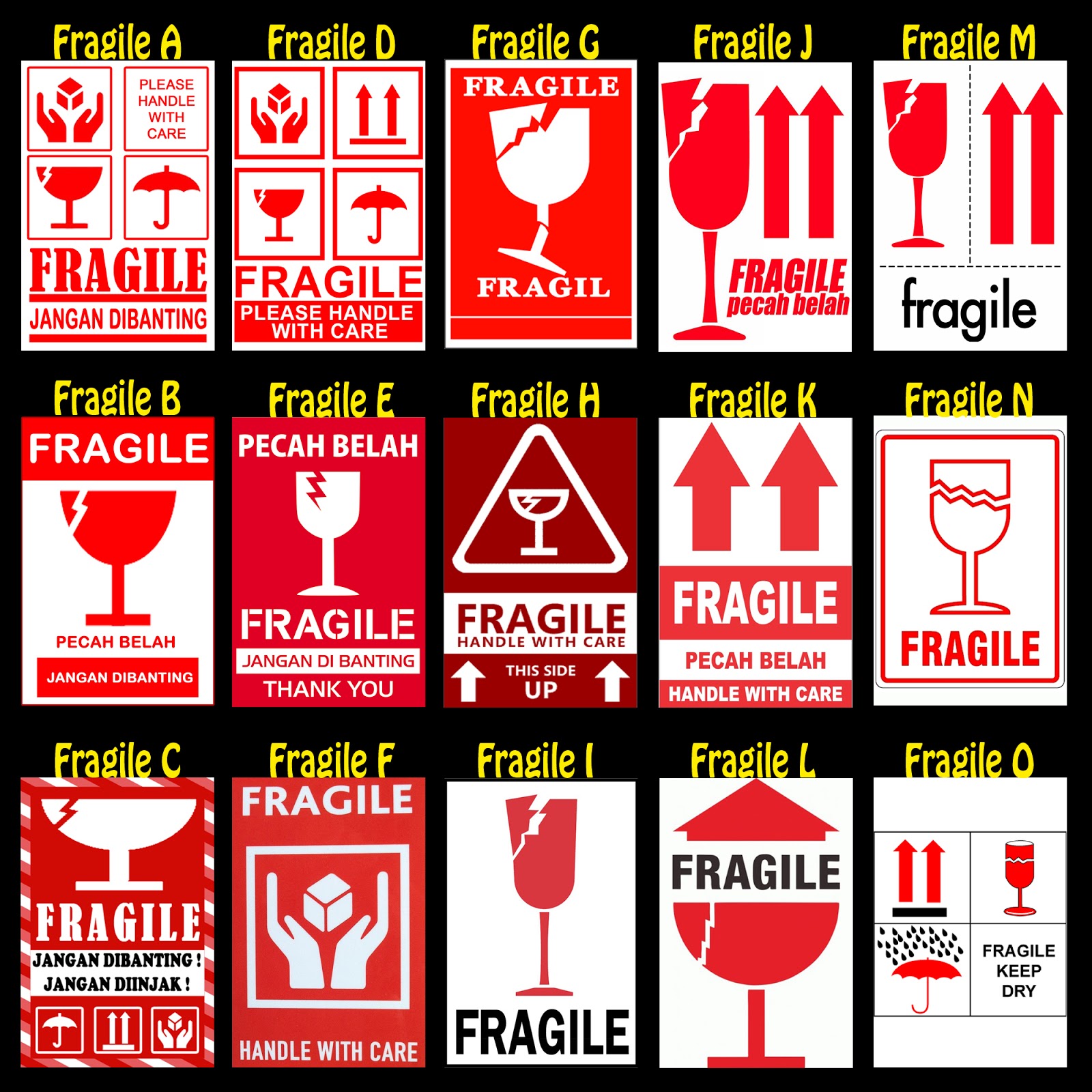 Sticker Fragile  Desain Pilihan