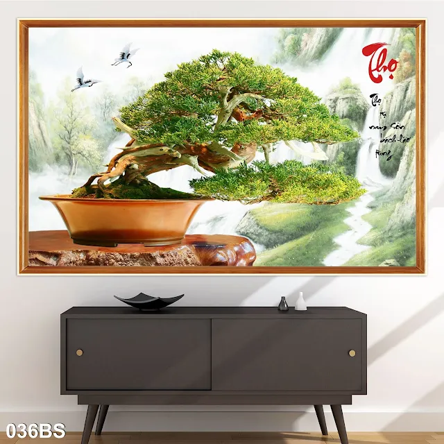 Tranh Mai Đào - Bonsai