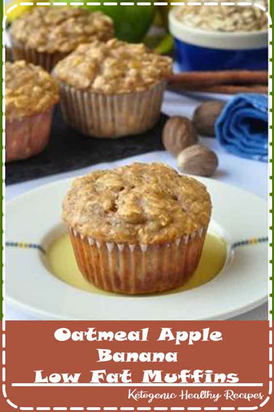 Oatmeal Apple Banana Low Fat Muffins - A very easy to make recipe for moist, delicious breakfast muffins that uses a minimum of vegetable oil and sugar, although you'll never miss it.