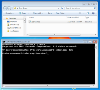 LESS CSS compile less to css on windows 7 tutorial screenshot 2
