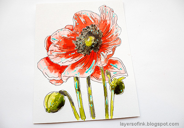 Layers of ink - Poppy Watercolor Tutorial by Anna-Karin Evaldsson.