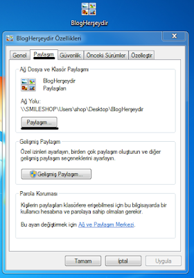 Windows 7 dosya paylaşımı