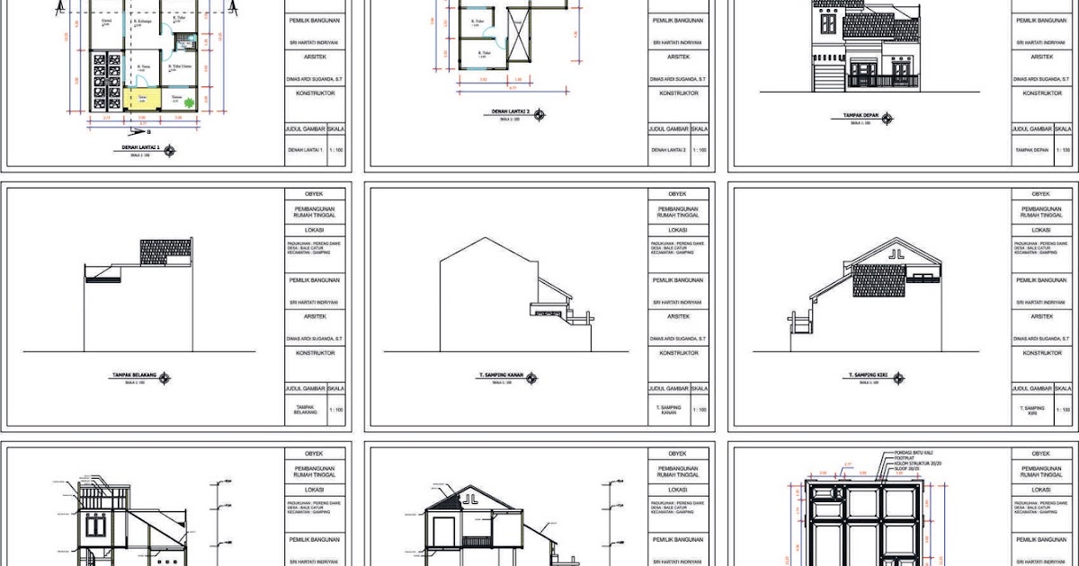 Contoh Gambar IMB (Ijin Mendirikan Bangunan) Rumah Tinggal 2 Lantai