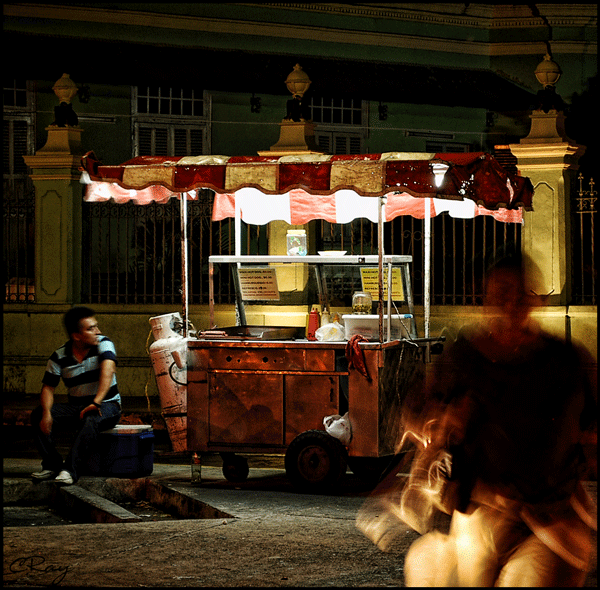 Merida Mexico street vendor at night 