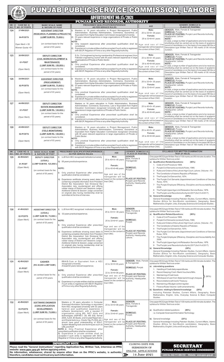 Latest Jobs in Punjab Public Service Commission PPSC  2021 - Apply online Ad No15