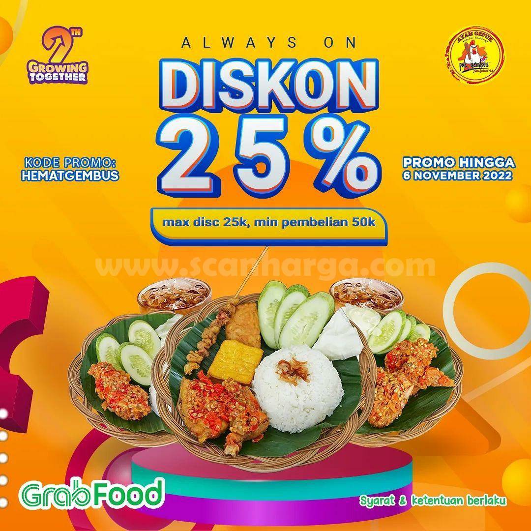 Ayam Gepuk Pak Gembus Promo Always On GrabFood Diskon 25%