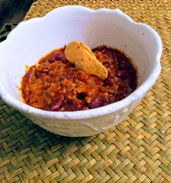 Sweet sweet and spicy chili in stoneware bowl