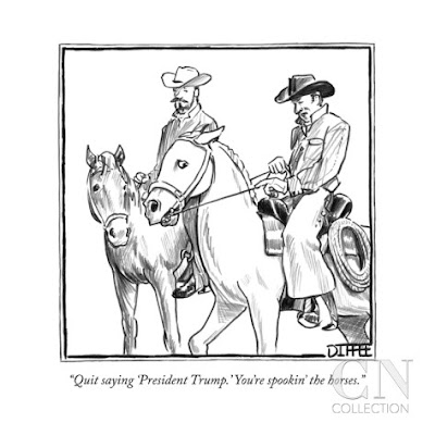 Diffee Cartoon Quit saying 'President Trump' You're spookin' the horses.