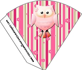 Pink Owls Free Printable Cones.