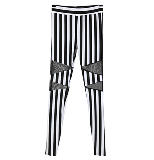 Pinstripe Contrast Mesh Leggings