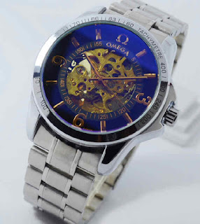 Jam tangan OMEGA otomatis silver chain black 