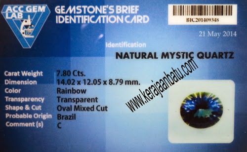 Toko Batu Mulia, Batu Permata Rainbow Mystic Quartz Kode P619