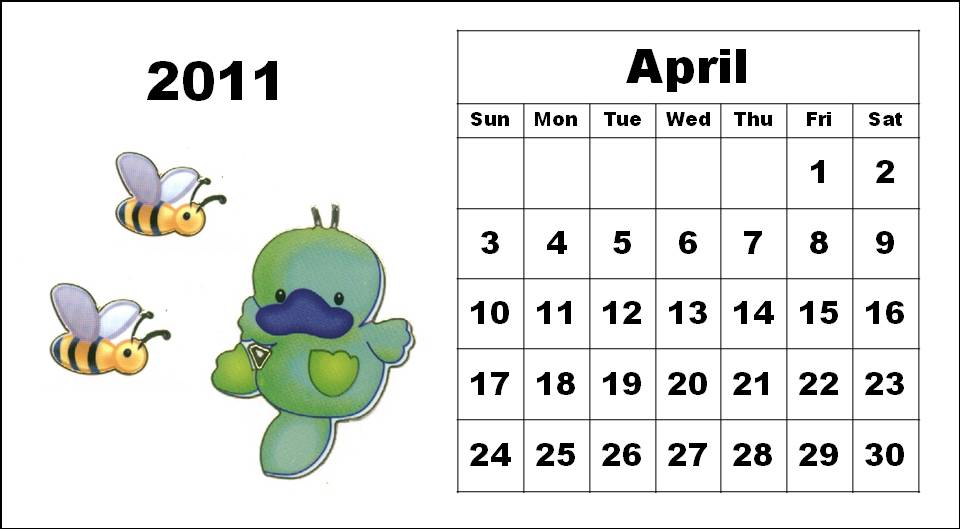 calendar 2011 april. kids Calendar April 2011: