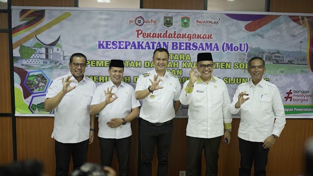 Penandatanganan Kesepakatan Bersama (MoU) Antara Pemkab Solok dan Pemkab SijunjungTentang Kerjasama Daerah