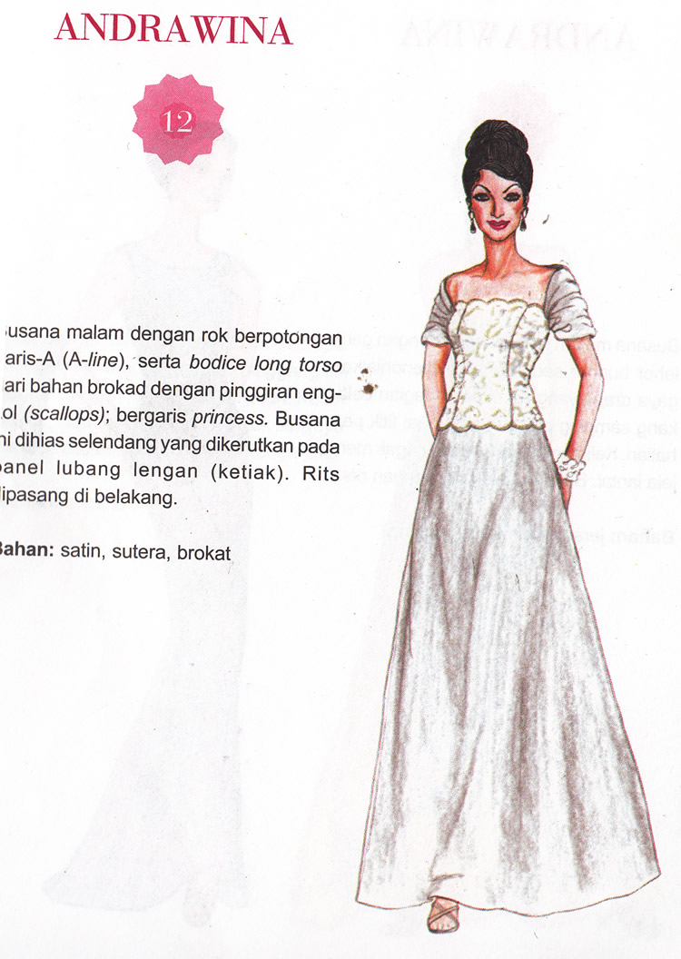 Busana Pesta Malam Hari A Line Kedai KEBAYA