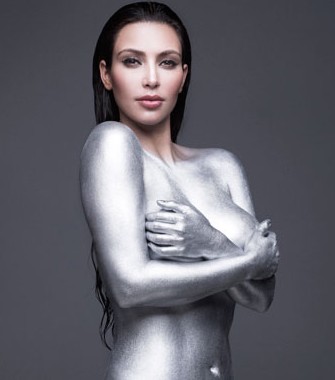 kim kardashian silver paint w magazine. Kim Kardashian Magazine Cover|