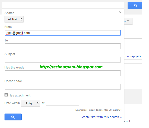 Create filter with Gmail search 