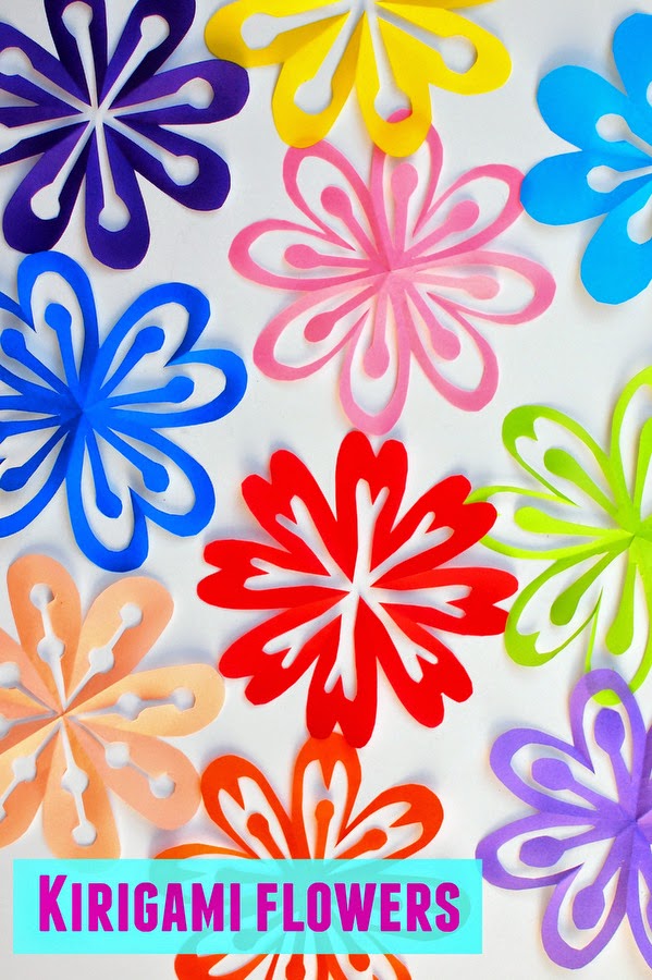 How to cut and fold kirigami flowers- super easy and fun spring craft