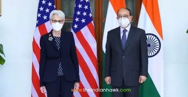 US Deputy Secretary of State Wendy Sherman and India's Foreign Secretary Harsh Vardhan Shringla