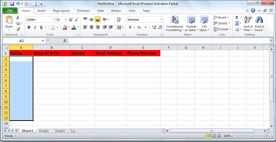Creating Excel Files with Header Names Using C# Coding in ASP.NET
