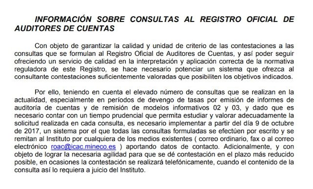 información sobre consultas al ROAC