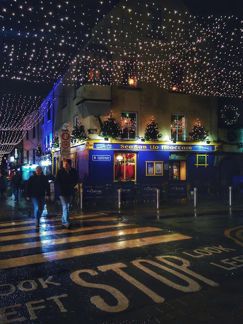 Galway city at night at Christmas
