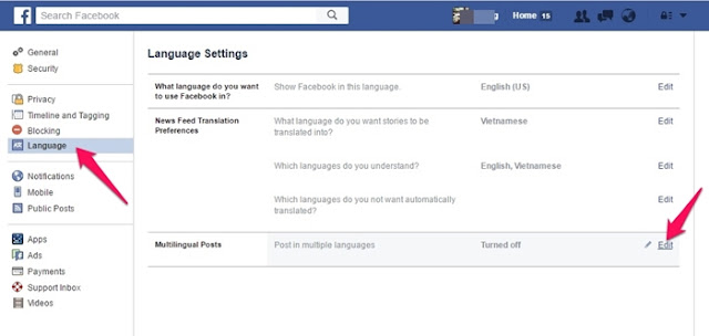 Cách đăng status với nhiều ngôn ngữ cùng lúc trên Facebook