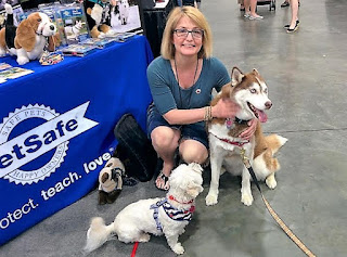 At the PetSafe booth in the Exhibit Hall at the BlogPaws Conference