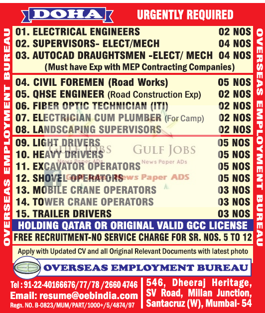 Large Job Opportunities for Doha, Qatar