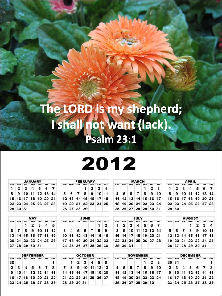 december 2012 calendar. 2012 Calendar with Bible