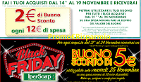 Logo Black Friday Ipersoap con buono sconto da 5 euro sicuro e non solo.