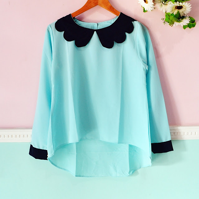 Model Blouse Warna Tosca Import Korea Terbaru 2016