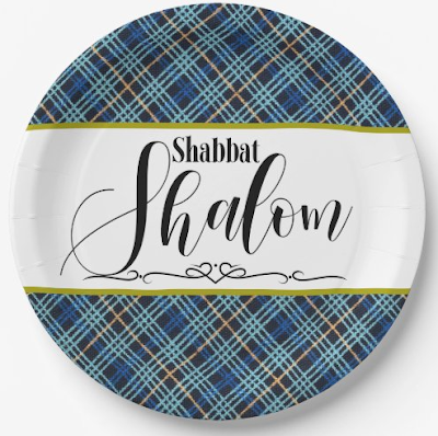 Shabbat Shalom Paper Plates For Celebration - Jewish Gifts For The Home