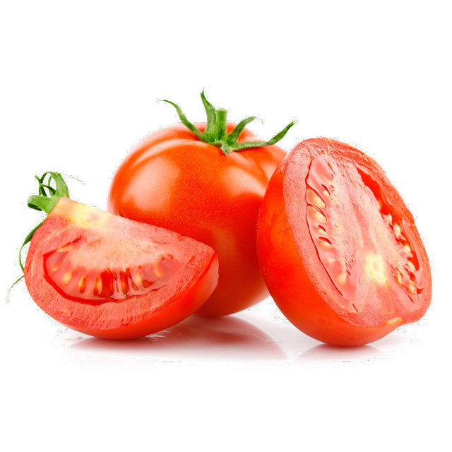 Fresh tomato on a white counter.
