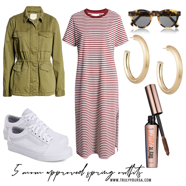 We've had some absolutely beautiful weather this week and it has me dreaming about spring and wearing something other than heavy sweaters and boots. If you can't wait to indulge in wearing something other than leggings and t-shirt like me keep reading for 5 mom approved spring outfits to wear this spring! #springfashion #springoutfits #momfashion #whattowearthisspring