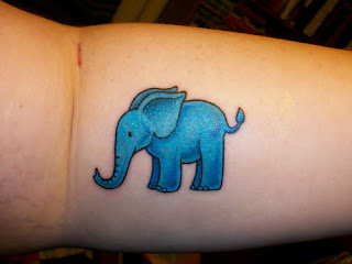 Big Blue Elephant tattoo for female