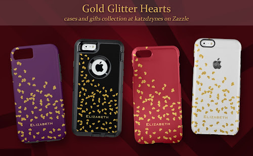 gold glitter hearts cases and gifts collection