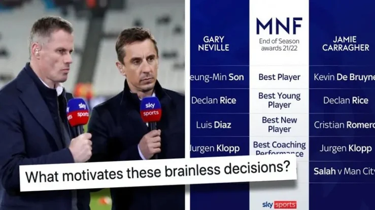 Fans Blast Carragher And Neville Over The Exclusion Of Salah From The Player Of The Season Debate