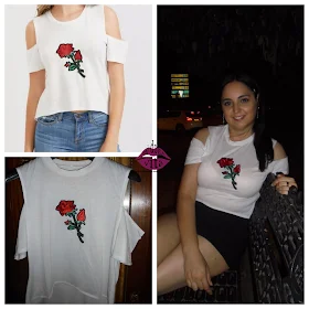 camiseta con rosa de Rosegal