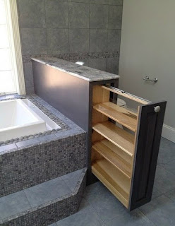 hidden shelves in the bathroom