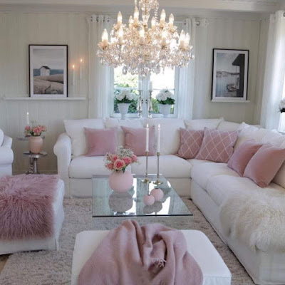 Decoração linda para Sala em rosa e tons neutros